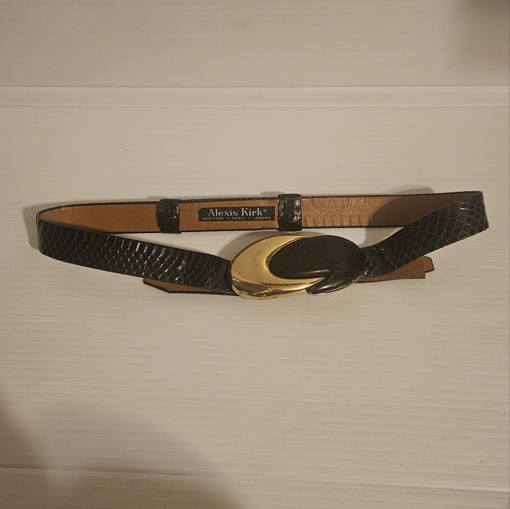 1990s Alexis Kirk  + Gold Infinity Snakeskin Adjustable Belt - Picture 2 of 9